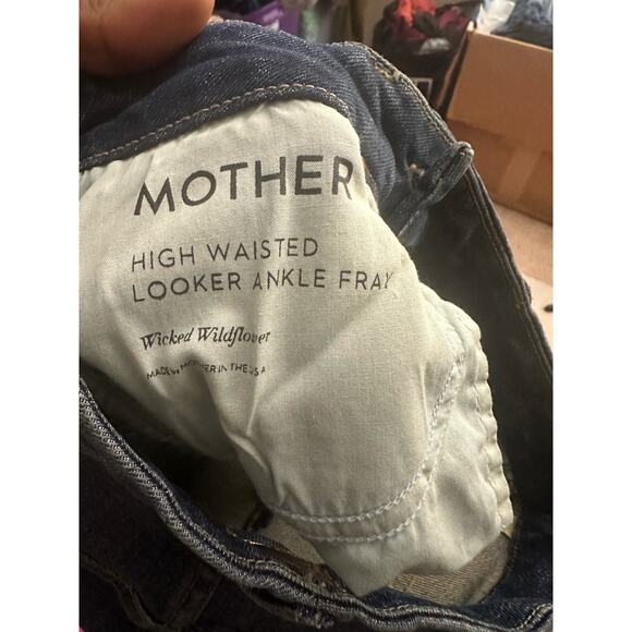 Mother Jeans Looker Ankle Fray Distressed High Waist Skinny Wicked Wildflower 25 - Picture 6 of 7